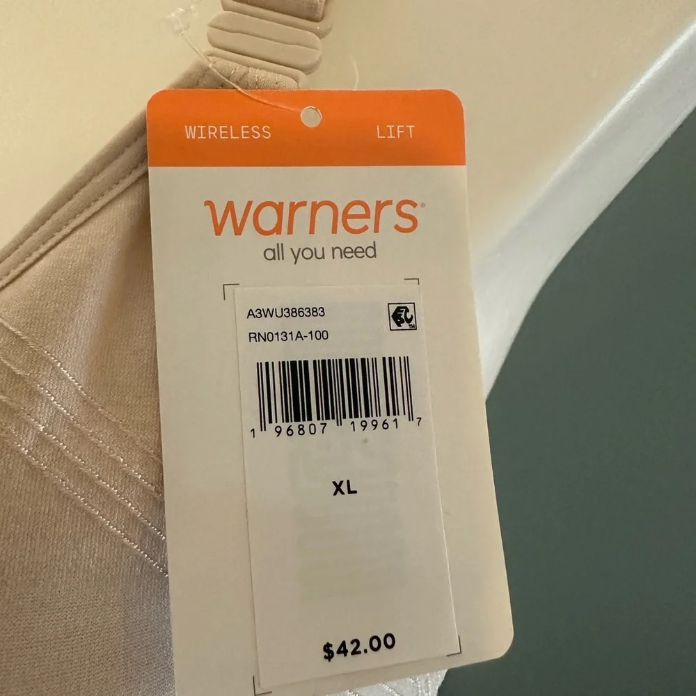 Warner's Cream Wireless Bra Seamless Comfort XL NEW